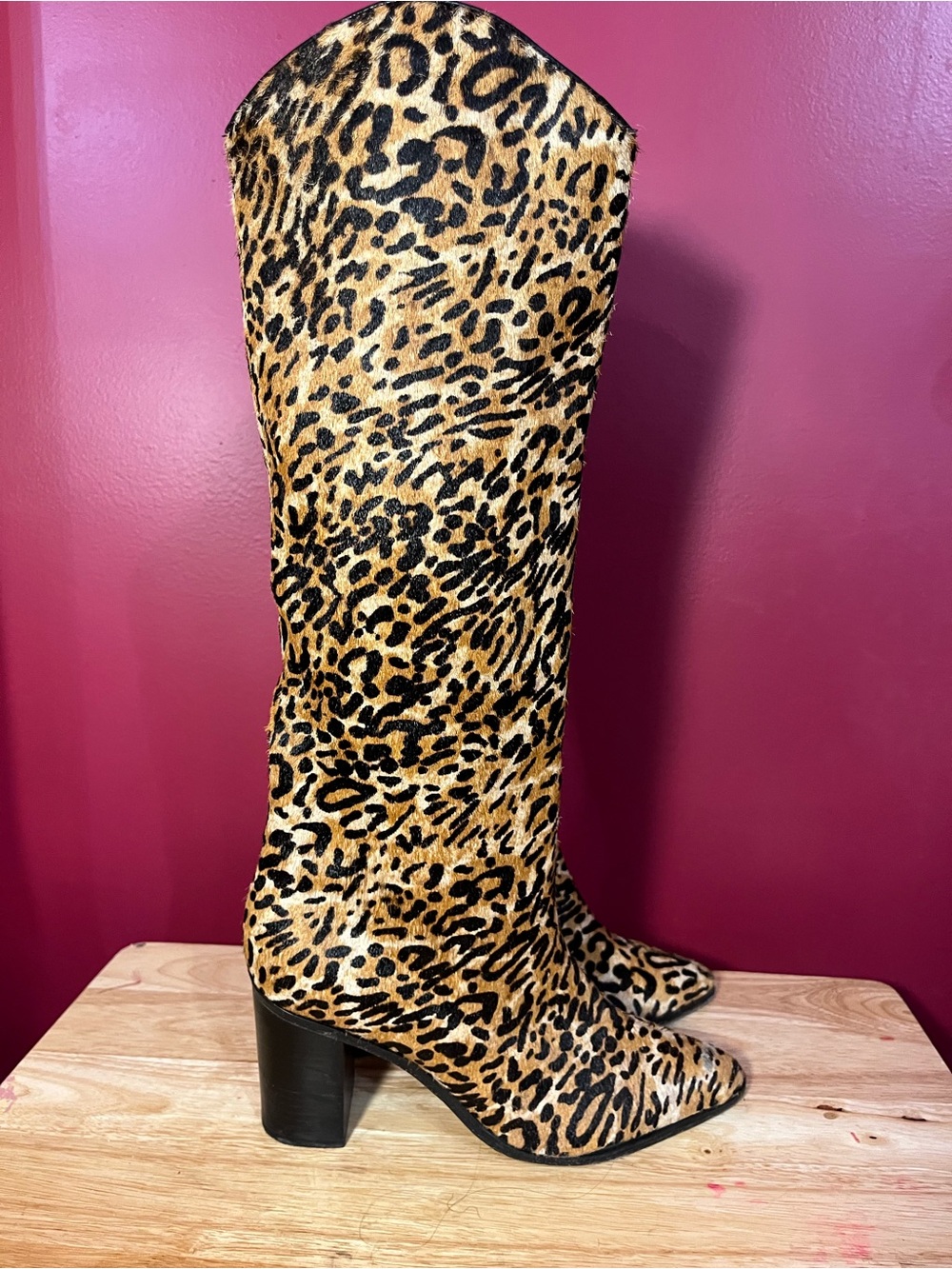 SCHUTZ Leopard-Print Knee-High Boots - Black & Brown